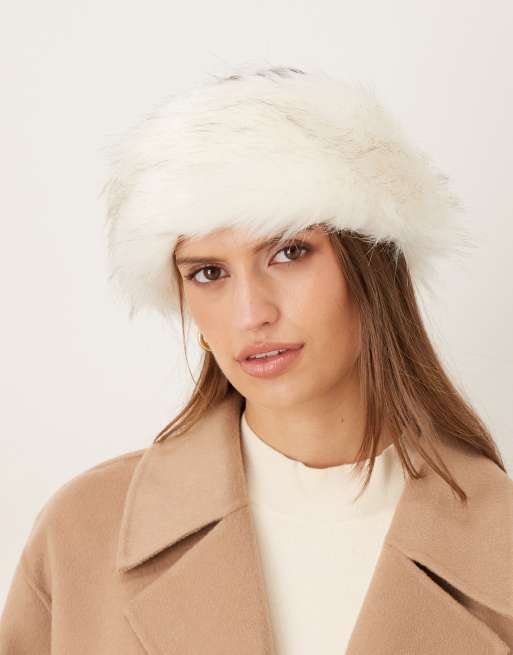 My Accessories Faux Fur Headband In White