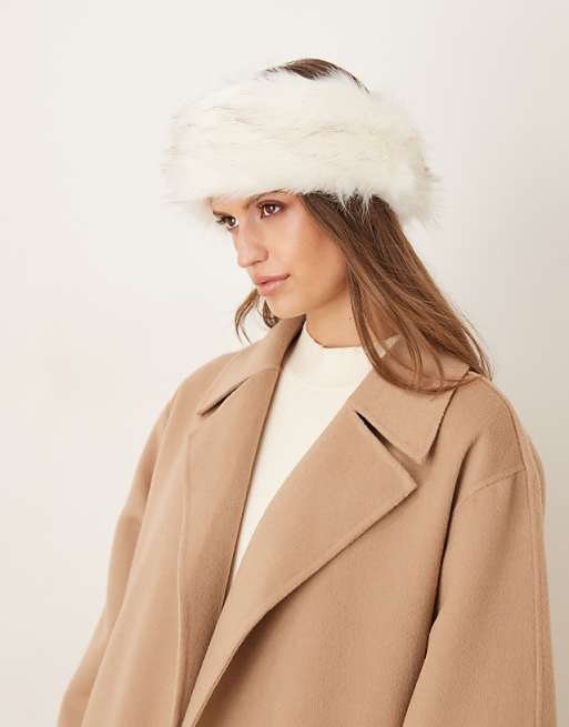 My Accessories faux fur headband in white