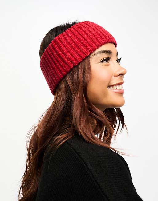 My Accessories London Chunky Knitted Headband In Red