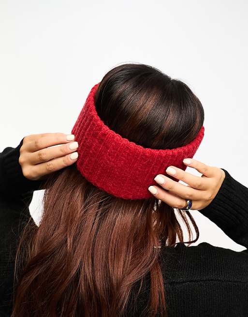 My Accessories London Chunky Knitted Headband In Red