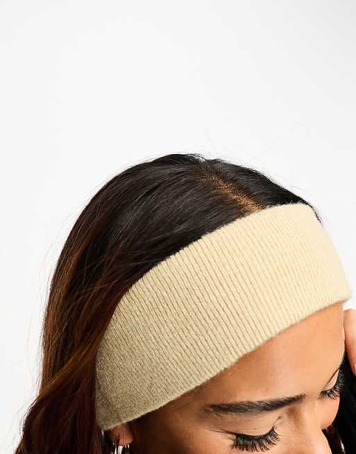 My Accessories London Knitted Headband In Cream