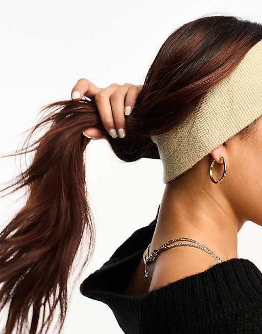 My Accessories London Knitted Headband In Cream