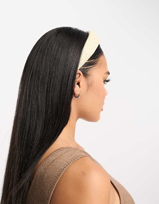 My Accessories London Woven Padded Headband In Natural