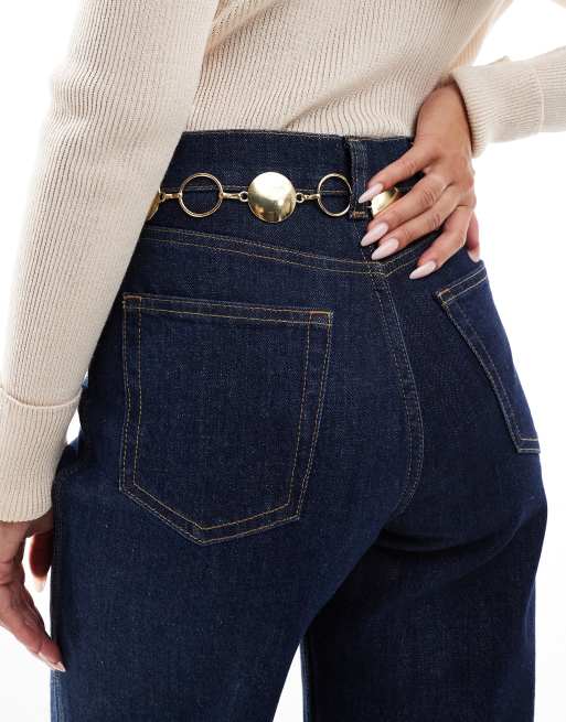 My Accessories Mixed Round Chain Belt In Gold