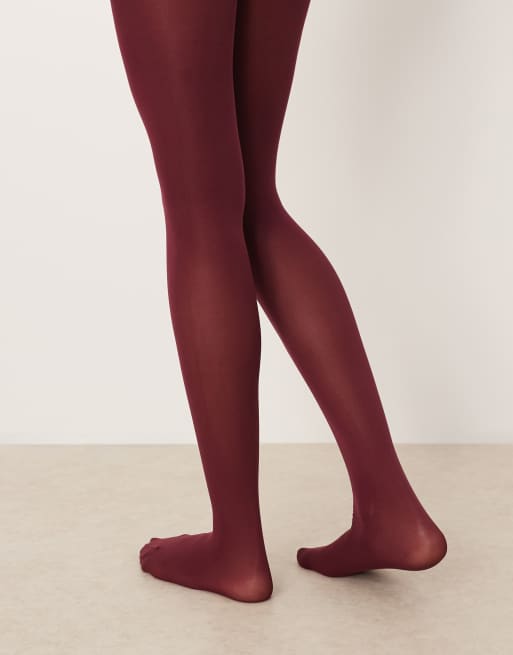My Accessories Opaque Tights In Burgundy