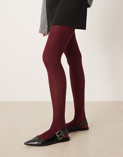 My Accessories opaque tights in burgundy