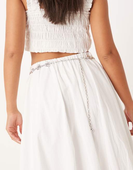 My Accessories Rose Chain Belt In Vintage Silver