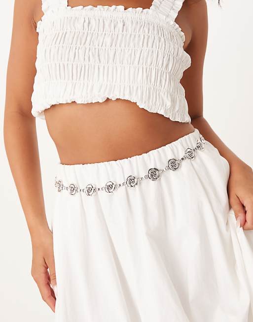 My Accessories rose chain belt in vintage silver