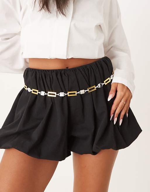 My Accessories square chain belt in mixed silver and gold