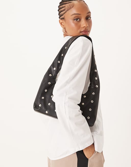 My Accessories Studded Taperd Shoulder Bag In Black