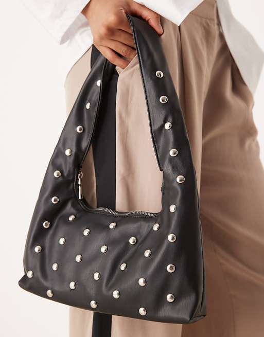 My Accessories studded taperd shoulder bag in black