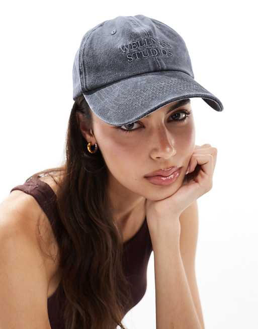 My Accessories wellness studios baseball cap in washed black