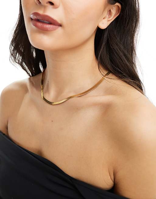 Neck On The Line 5mm Gold Plated Stainless Steel Flat Snake Chain Necklace