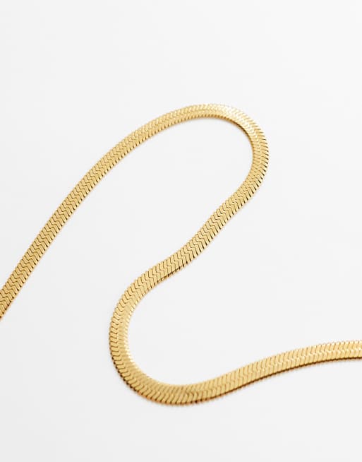 Neck On The Line 5mm Gold Plated Stainless Steel Flat Snake Chain Necklace