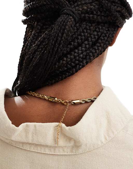 Neck On The Line 6mm Gold Plated Stainless Steel Rope Chain Necklace