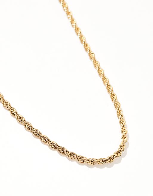 Neck On The Line 6mm Gold Plated Stainless Steel Rope Chain Necklace