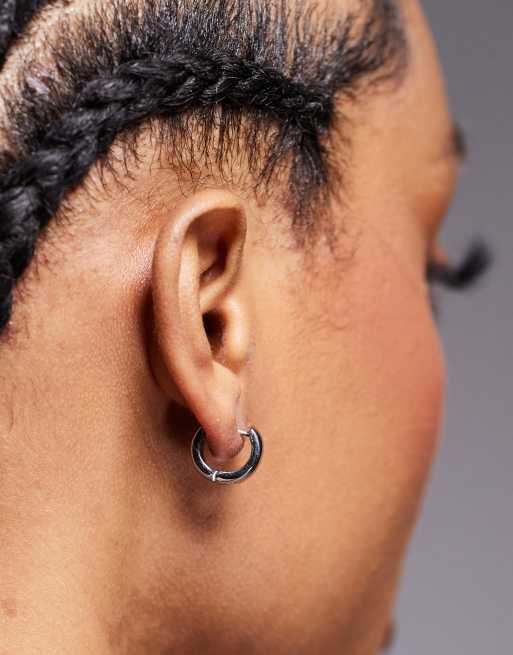 Neck On The Line Chubby Huggie Hoop In Silver Stainless Steel