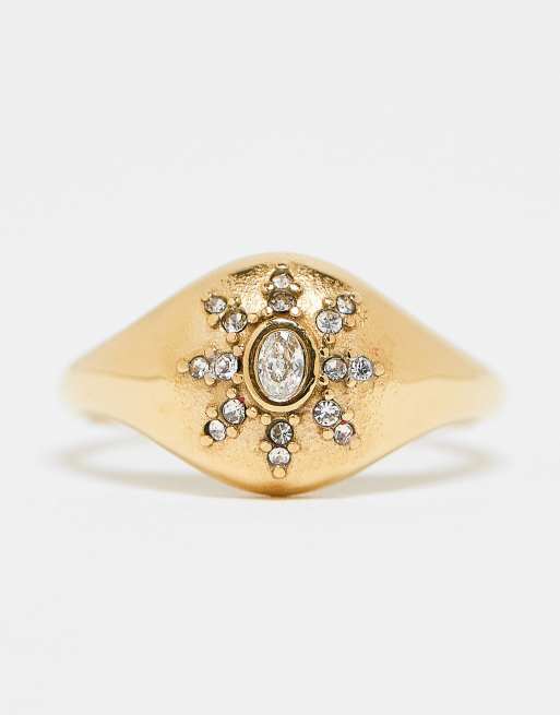 Neck On The Line Chunky Starburst Ring In Gold Plated