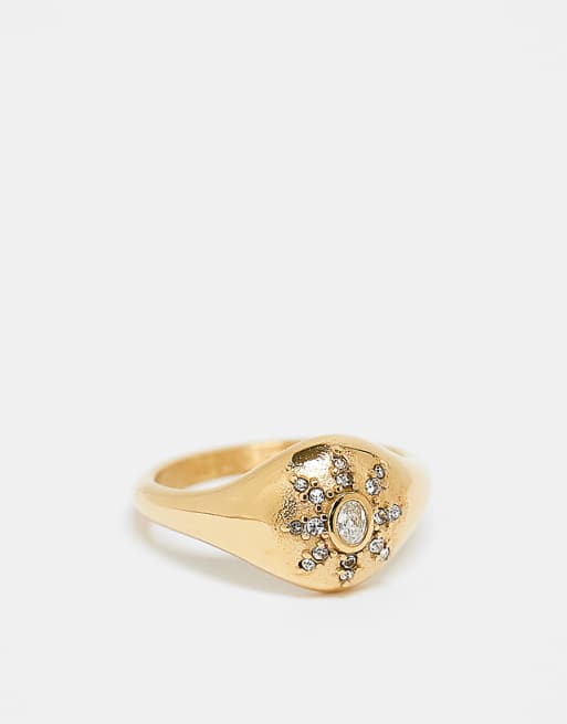 Neck On The Line chunky starburst ring in gold plated