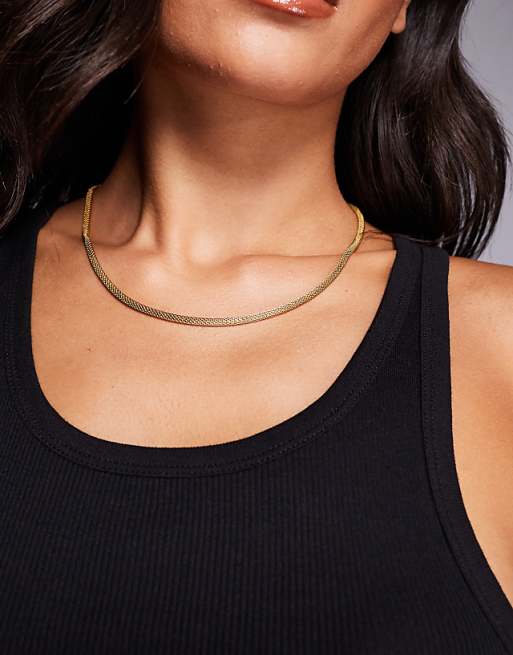 Neck On The Line mesh chain necklace in gold plated
