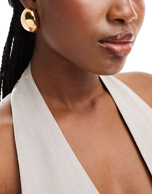Neck On The Line Neck On The Line Domus Gold Plated Stainless Steel Dome Stud Earrings