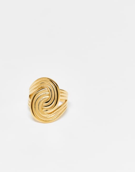 Neck On The Line Twist Statement Ring In Gold Plated