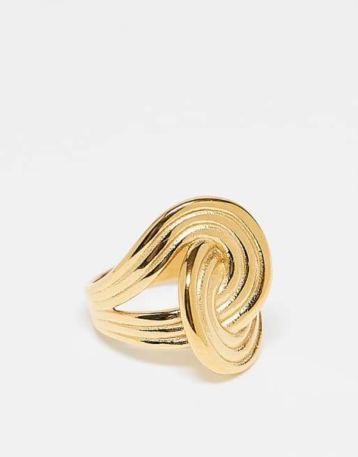 Neck On The Line twist statement ring in gold plated