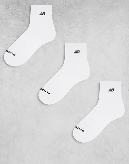 New Balance 3 pack embroidered logo ankle socks in white