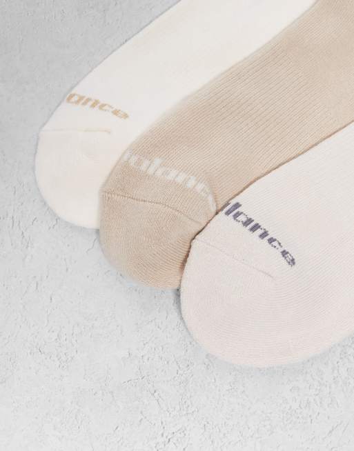 New Balance 3 Pack Everyday Ankle Socks In Light Neutrals