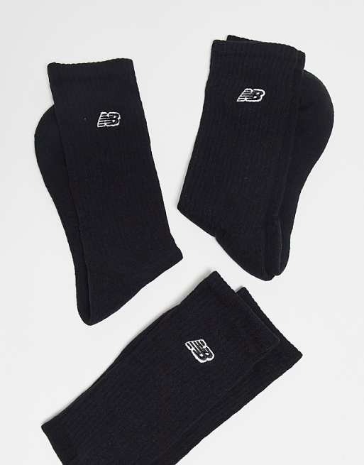 New Balance Embroidered Logo Crew Socks 3 Pack In Black