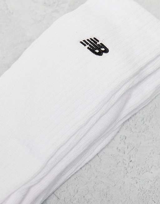 New Balance Embroidered Logo Crew Socks 3 Pack In White