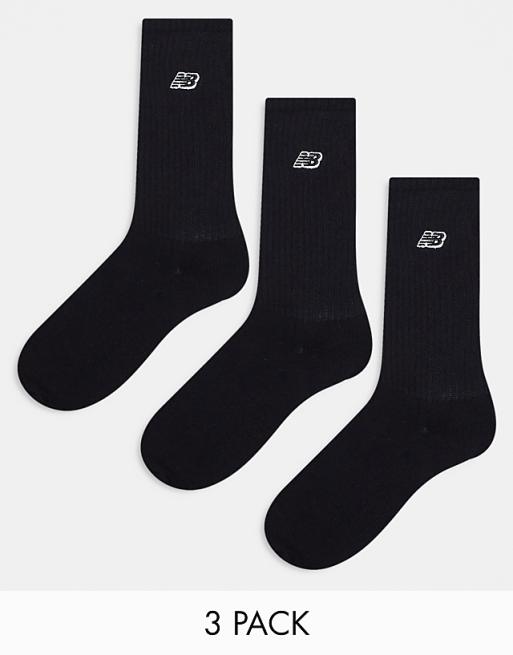 New Balance embroidered logo crew socks 3 pack in black