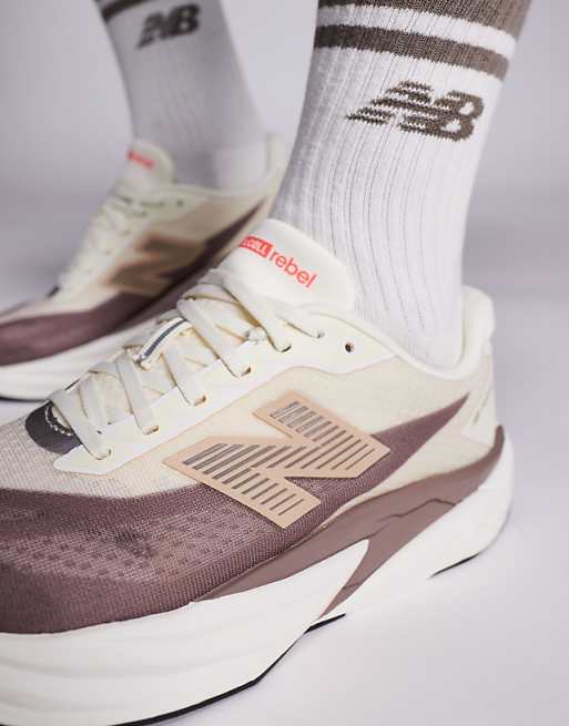 New Balance Fuelcell Rebel V5 Mens Running Trainers In Brown And Beige