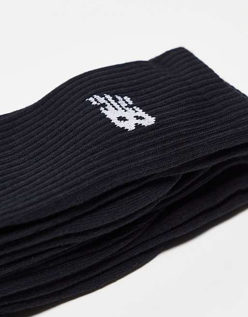 New Balance Logo Crew Socks 3 Pack In Black