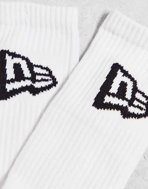 New Era Flag Logo 3 Pack Socks In White