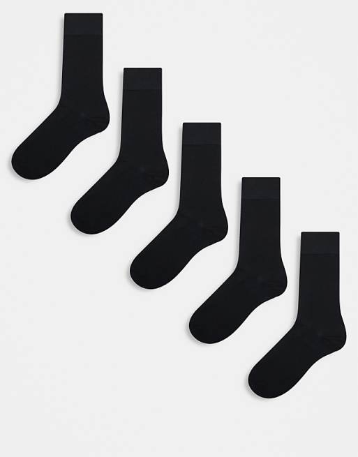 New Look 5 pack plain socks in black