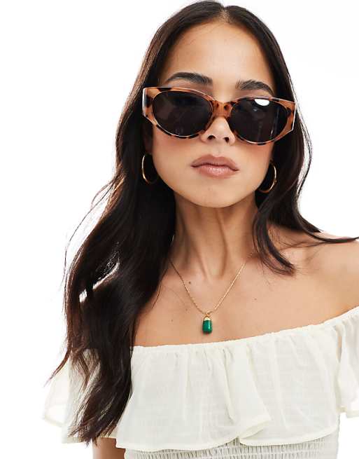 New Look oversized oval sunglasses in brown