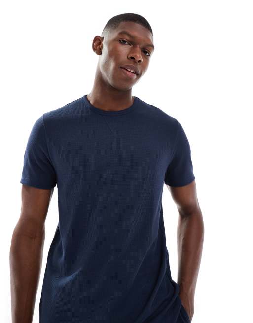 New Look Waffle Pyjama T-shirt & Jogger Co-ord In Navy