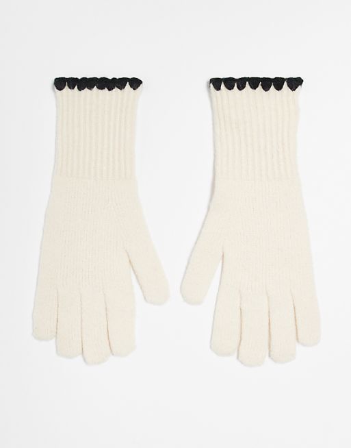 New Look whipstitch gloves in cream