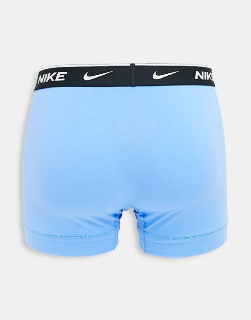 Nike 3 Pack Cotton Stretch Trunks In Blue/grey/black