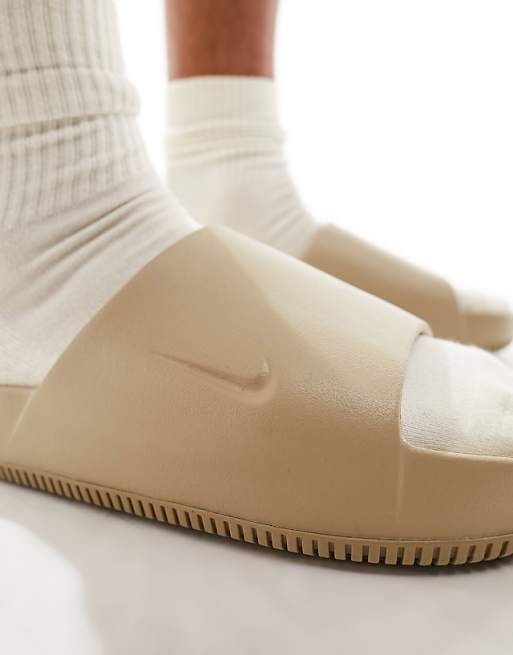 Nike Calm Sliders In Beige