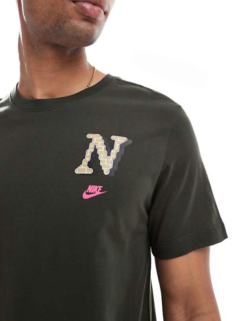 Nike Club Varsity T-shirt In Dark Green