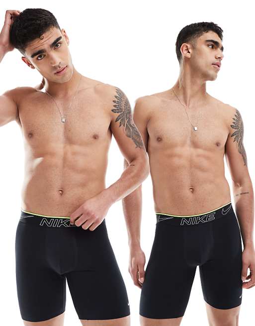 Nike Elite Cotton Stretch 2 pack long boxer brief in black