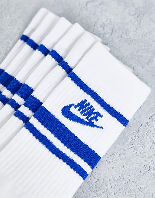 Nike Everyday Essential 3 Pack Socks In White/blue