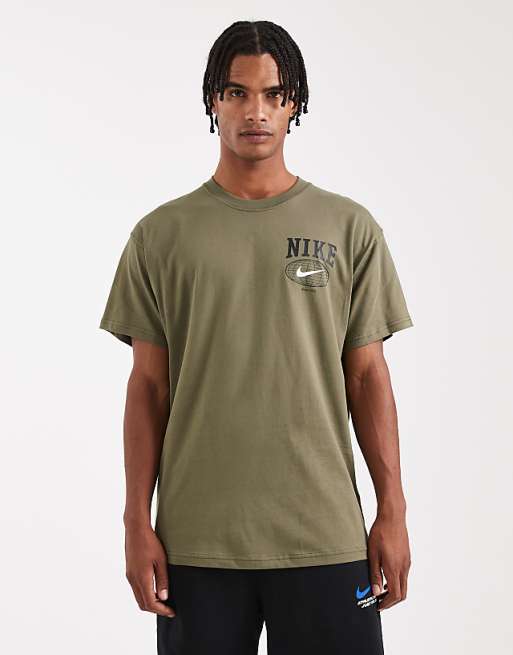 Nike Line Art Graphic T-shirt In Khaki