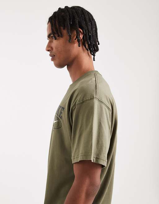 Nike Line Art Graphic T-shirt In Khaki