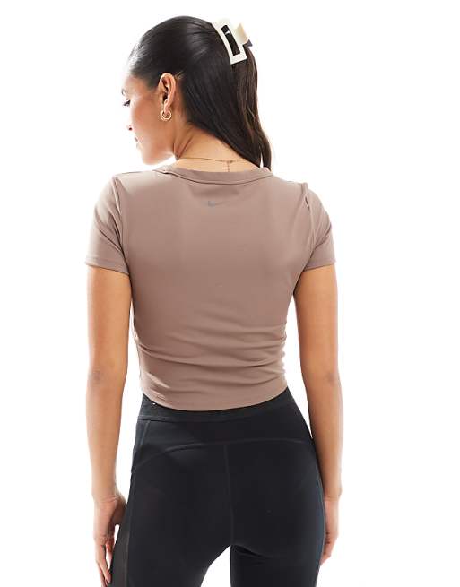 Nike One Training Dri-FIT Fitted T-shirt In Brown