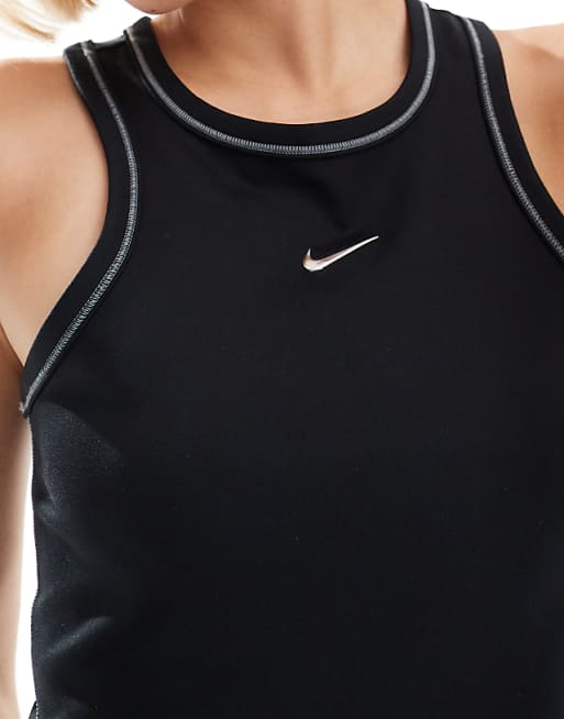 Nike One Training Dri-FIT Gym Life Swoosh Fitted Cropped Vest In Black