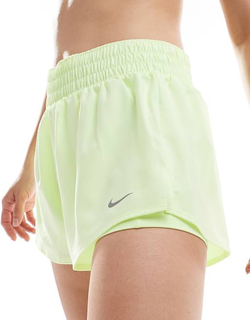 Nike One Training Dri-FIT Mid Rise 3 Inch 2 In 1 Shorts In Lime Green