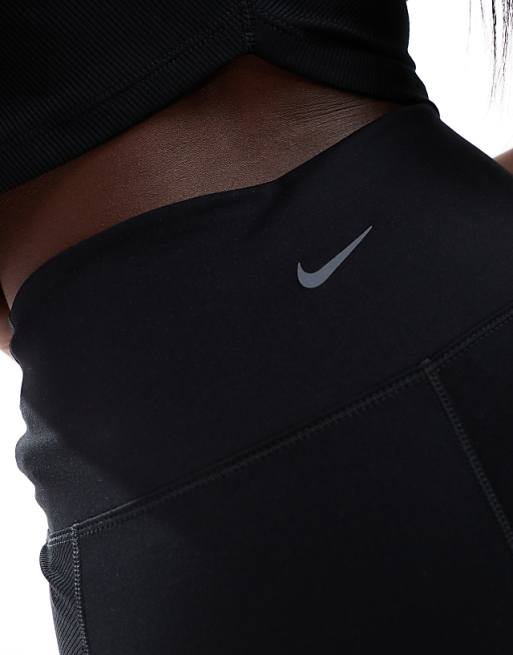 Nike One Training Dri-FIT Wrapped High Waisted 5 Inch Leggings Shorts In Black